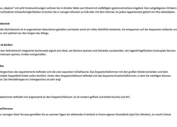 Neptun - Duenenstr 2, App 5 Apartman *